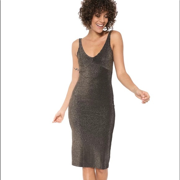 Midi Lurex Black/Gold Dress - Picture 2 of 10